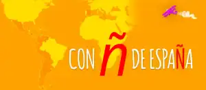 Ilustración que muestra la importancia de la letra "ñ" en la palabra "España", destacando su origen lingüístico.