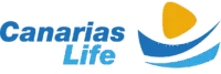 Una imagen que muestra un logotipo con el texto "Canarias Life" en azul. Encima del texto, hay una figura abstracta compuesta por una silueta de barco azul y una forma triangular amarilla que simula un sol o una vela. El diseño es limpio y minimalista, utilizando colores vibrantes como el azul y el amarillo para transmitir energía y alegría. Este logotipo está asociado con **Canarias**, España, y rapresenta una marca relacionada con turismo, bienestar o estilo de vida en la región.