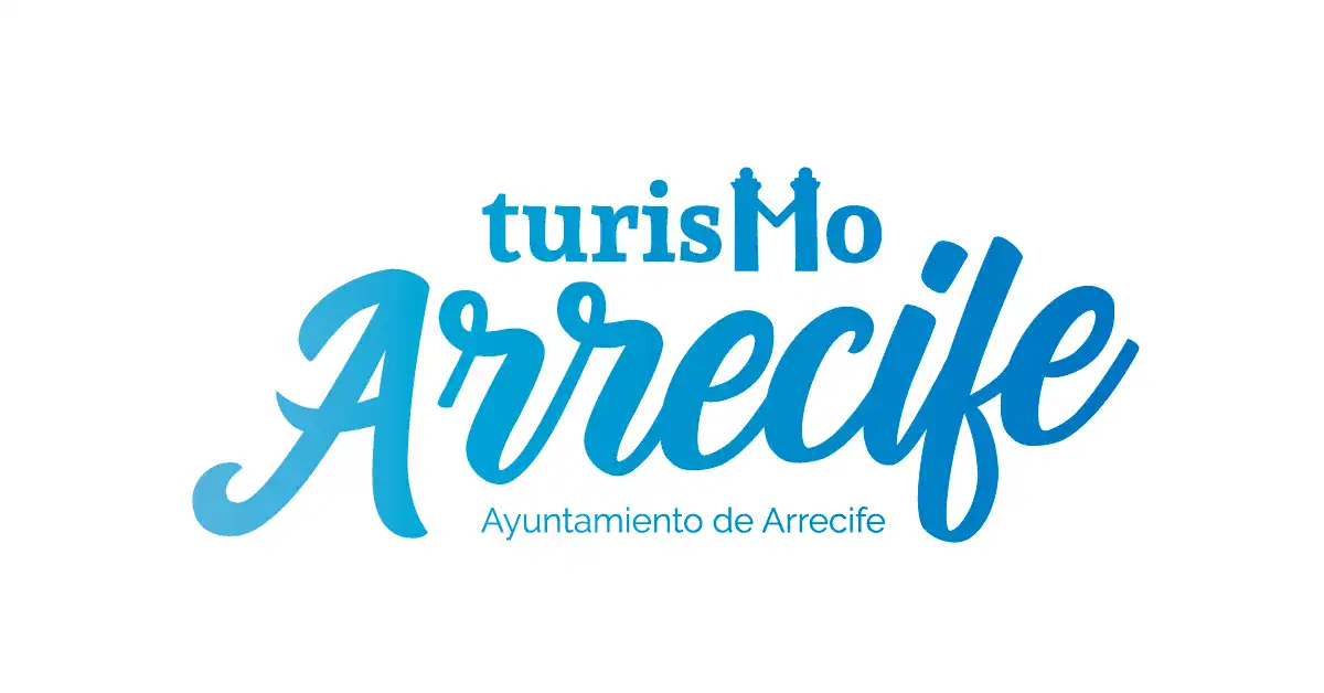 Logo turístico del Ayuntamiento de Arrecife, Lanzarote, con siluetas de edificios emblemáticos.