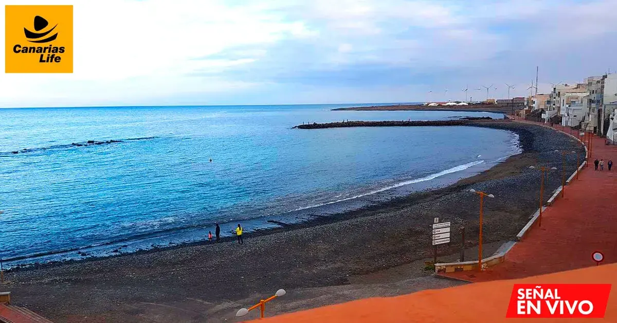 Playa de Canarias en webcam, vistas en vivo, paisaje marítimo, costa negra, turismo en Canarias.