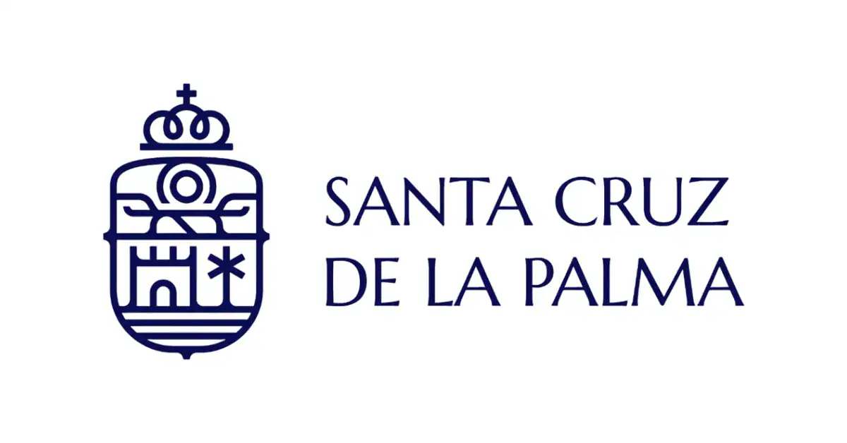 Escudo con corona, castillo y palma; Santa Cruz de la Palma, isla canaria.