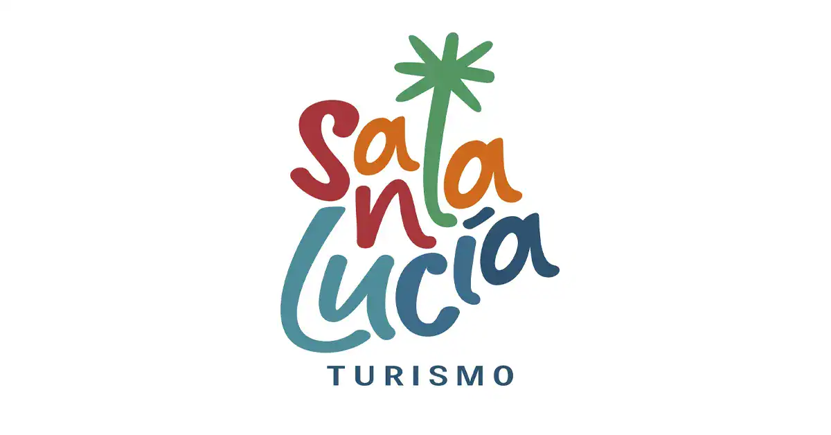 Logotipo turístico de Santa Lucía de Tirajana, con una palma y colores vibrantes.