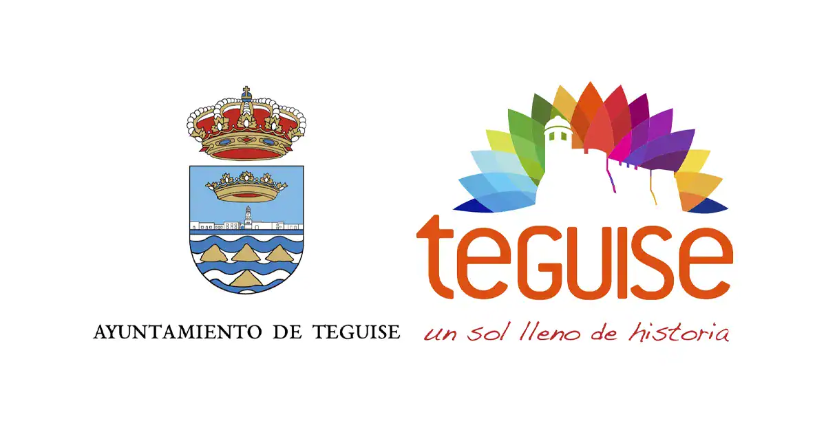 Logotipo del Ayuntamiento de Teguise, con el escudo y la frase "un sol lleno de historia", representando su riqueza cultural.