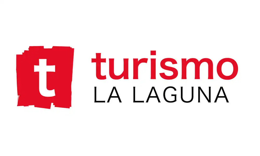 Logotipo de turismo en La Laguna, con "t" en rojo y "turismo LA LAGUNA" en negrita.