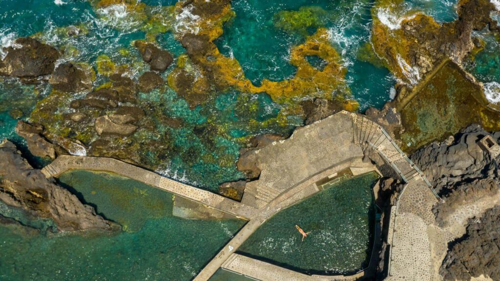 La Fajana Barlovento La Palma piscinas naturales volcánicas vista aérea