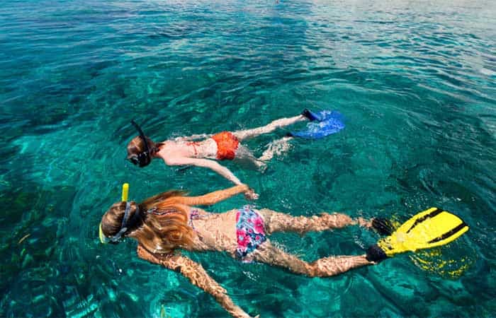 Snorkel en las aguas cristalinas de Playa La Arena con fondo volcánico, Puerto de Santiago, Santiago del Teide, Tenerife