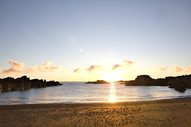 Atardecer en la playa de Los Cancajos con el Atlántico al fondo, costa de La Palma, Breña Baja
