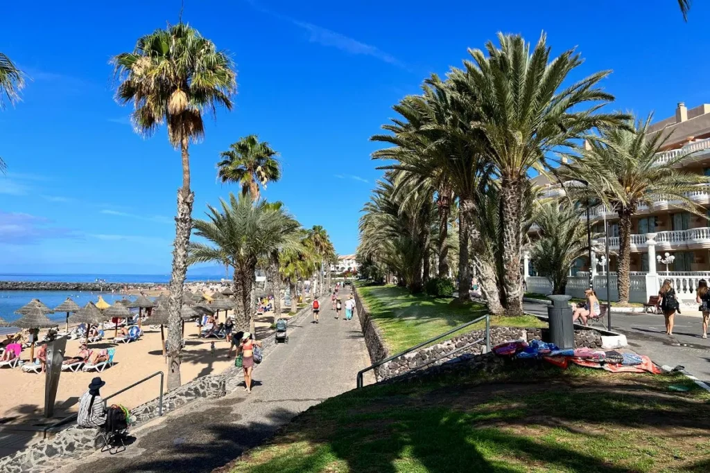 Paseo marítimo junto a la playa el Camisón en Arona Tenerife con vistas al Atlántico sur