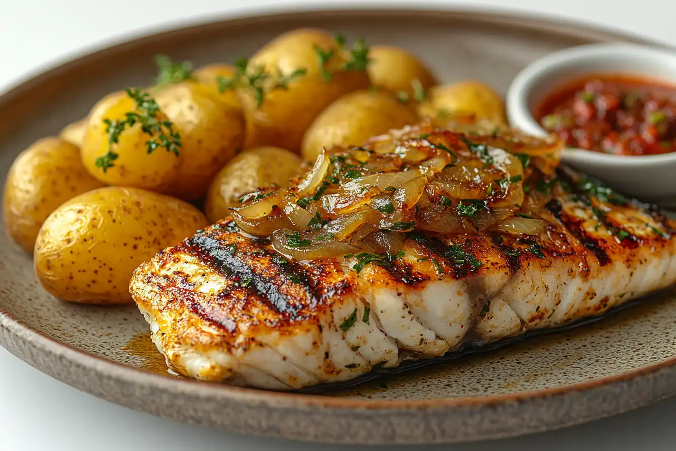 "Gastronomía típica de Alajeró: pescado fresco con papas arrugadas y mojo"