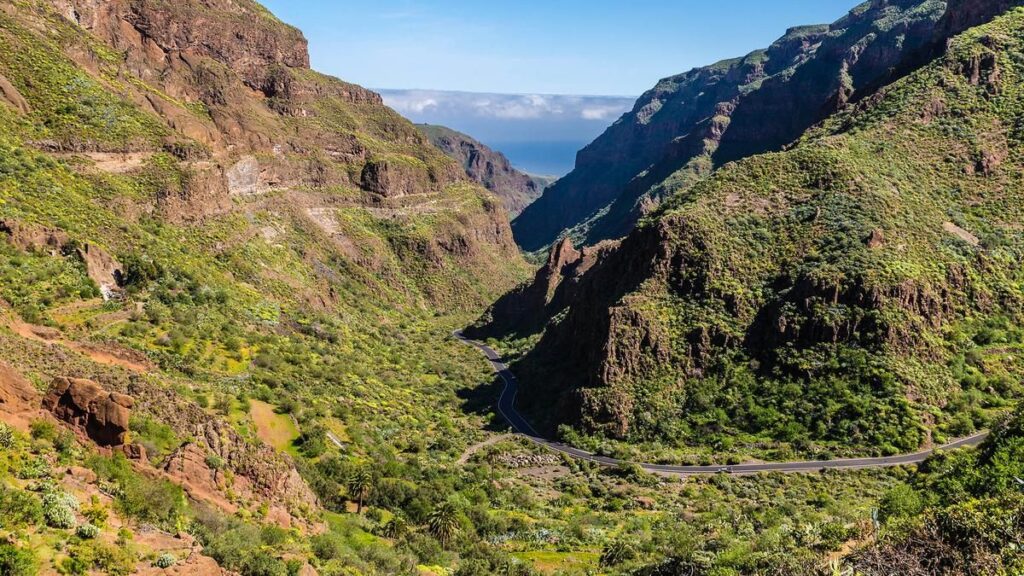 Ingenio Gran Canaria, Barranco de Guayadeque con cuevas y vegetación autóctona declarado Monumento Natural