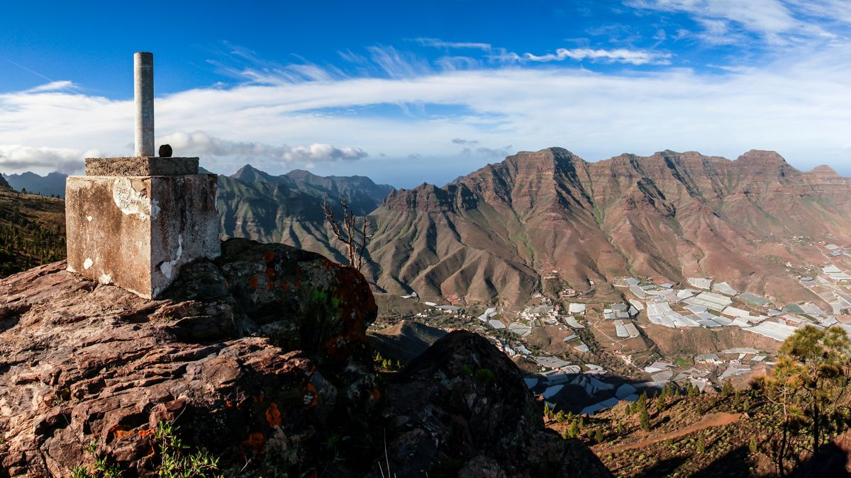La Aldea de San Nicolás Gran Canaria, panorámica del valle con el pueblo y los cultivos del oeste