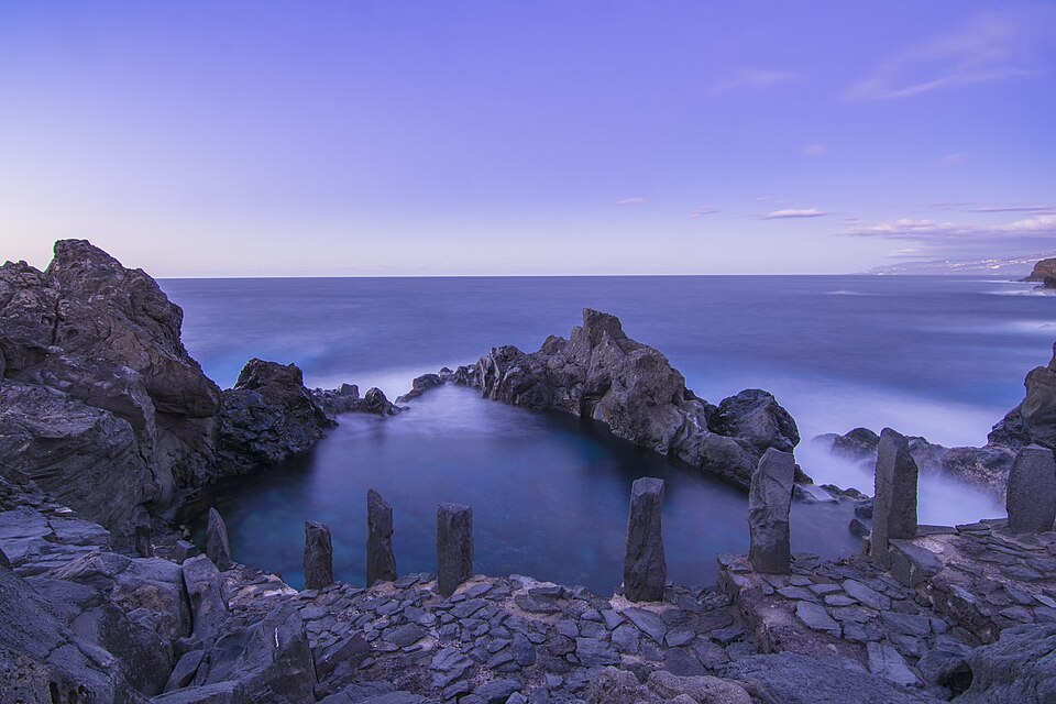 san-juan-de-la-rambla-tenerife-charco-laja San Juan de la Rambla Tenerife, Charco de La Laja with crystal-clear water at the foot of the cliff