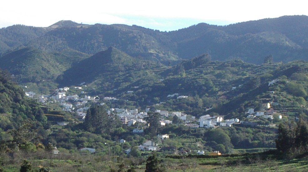 Valleseco Gran Canaria, vista del municipio rodeado de vegetación y laurisilva en el norte de la isla